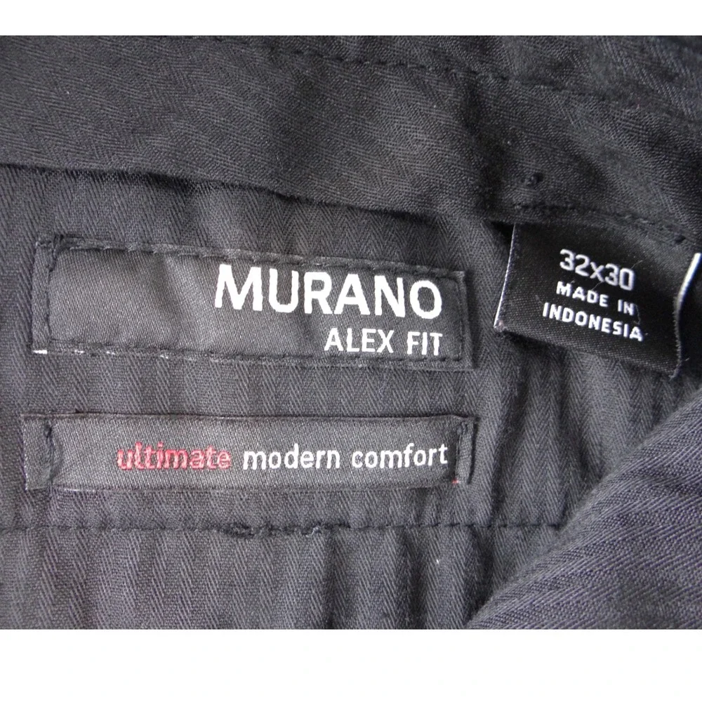 Murano Alex‎ Fit Mens 32x30 Charcoal Gray Glen Plaid Check Dress Pants Trousers